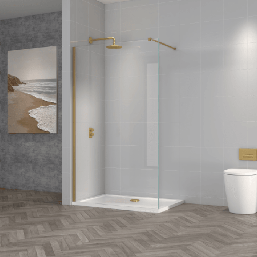 Astini T18 Brushed Brass 1200x1950x8mm Wetroom Panel