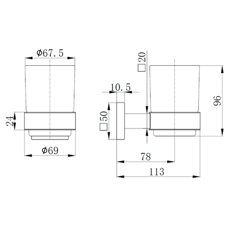 Astini Sydney Chrome Square Tumbler & Holder