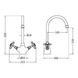Astini Victoria Kitchen Sink Mono Mixer Tap with Chrome, Brushed Nickel, and Brushed Brass Finishes
