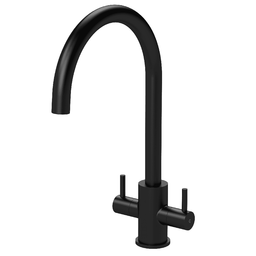 Astini Roxor Mono Dual Lever Kitchen Mixer Tap with Brushed Brass, Matt Black & Chrome Finish