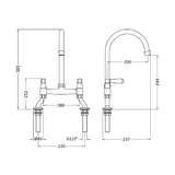 Astini Provencale Traditional Twin Lever Bridge Kitchen Mixer Tap with Ceramic Handles
