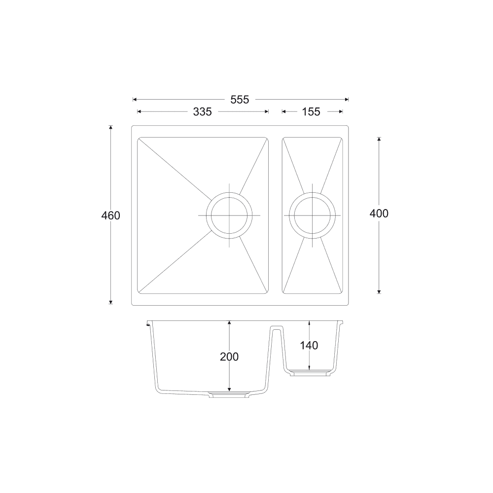 Astini Dante 1.5 Bowl Granite Reversible Undermount Kitchen Sink & Waste