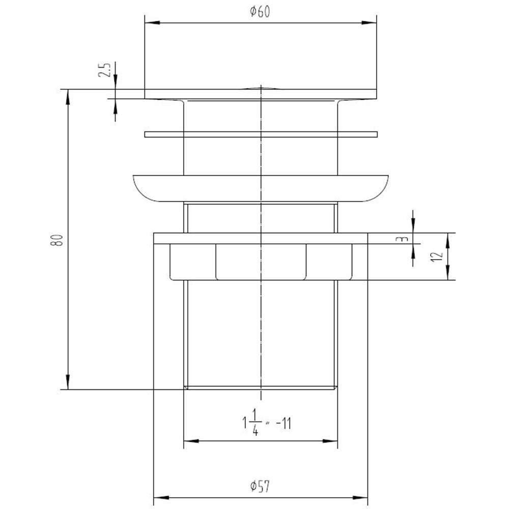 Astini Brushed Brass Click Clack Basin Waste Unslotted TIS5095
