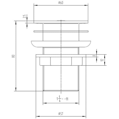 Astini Brushed Brass Click Clack Basin Waste Unslotted TIS5095