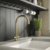 Astini Roxor Mono Dual Lever Kitchen Mixer Tap with Brushed Brass, Matt Black & Chrome Finish