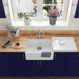 Astini Grooved Ceramic Gloss White Belfast Butler Kitchen Sink Worktop Drainer