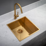 Astini Sotto 40x40 1.0 Bowl Brushed Brass PVD Stainless Steel Kitchen Sink & Waste