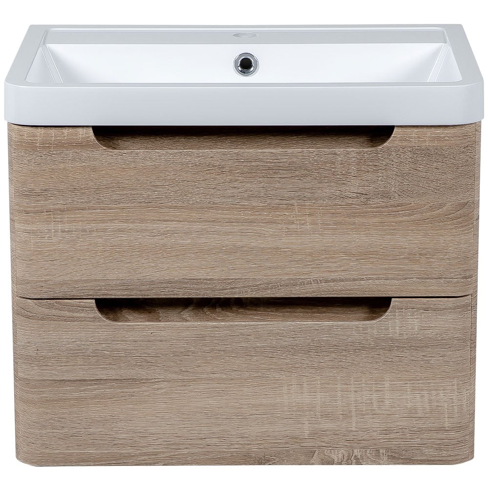 Astini Monza 600mm Country Oak Wall Hung Vanity Unit & Basin