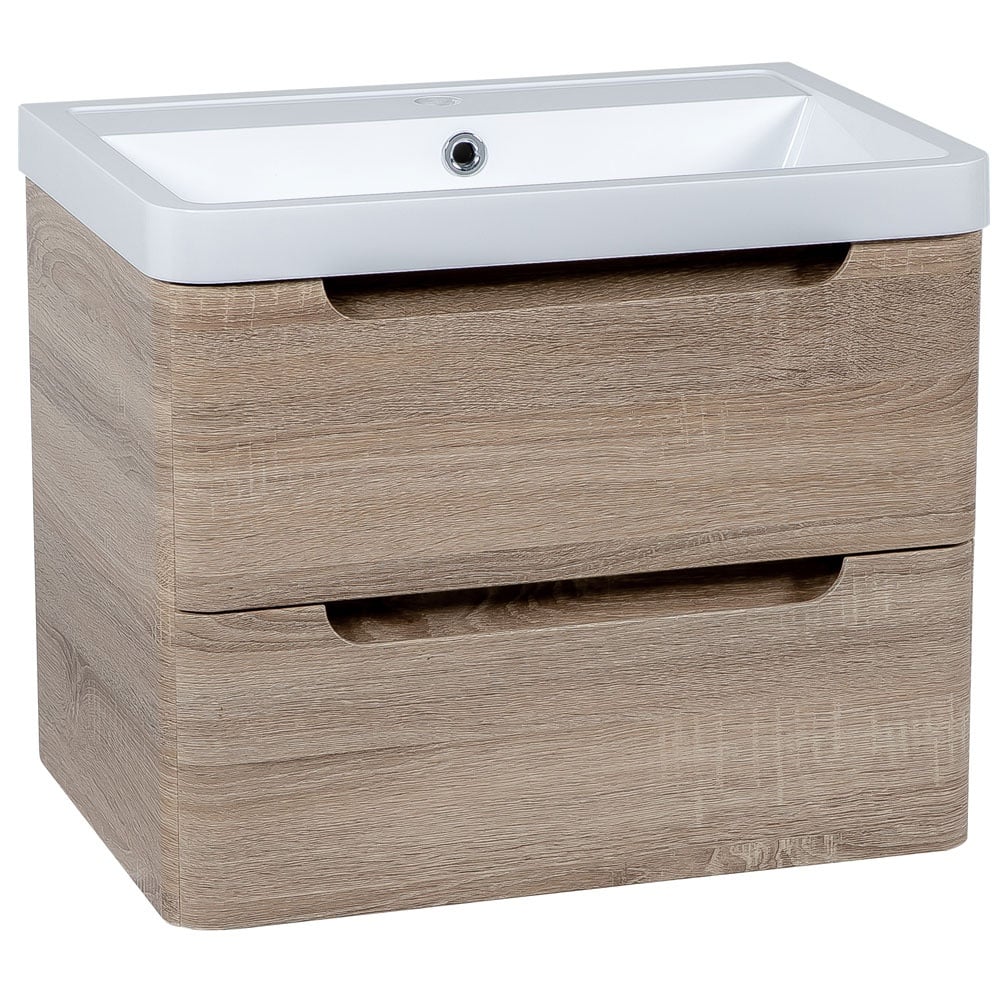Astini Monza 600mm Country Oak Wall Hung Vanity Unit & Basin