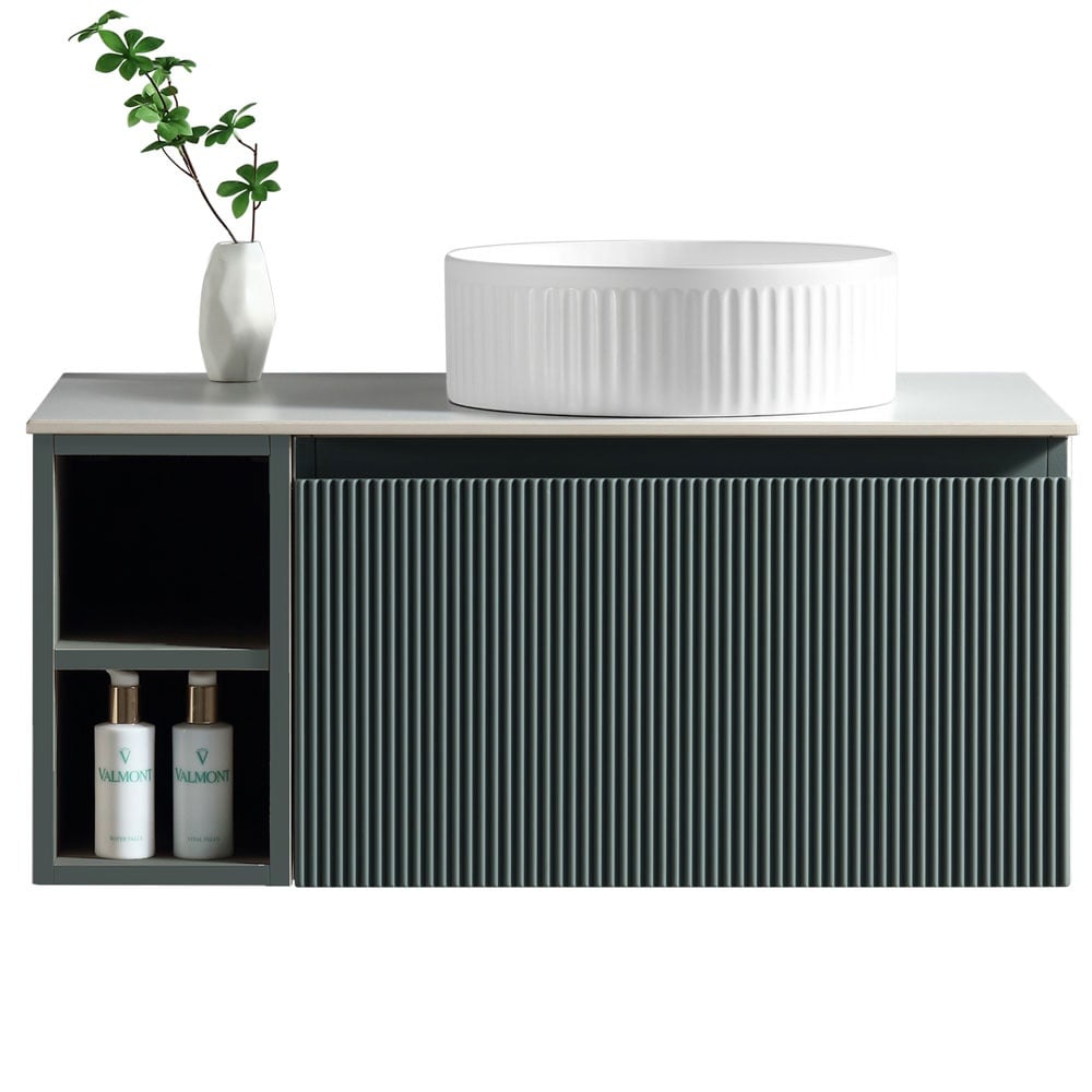 Astini Flauto 800mm Wall Hung Vanity Unit W/ Side Storage & RH Counter Top