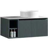 Astini Flauto 800mm Wall Hung Vanity Unit W/ Side Storage & RH Counter Top