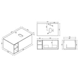 Astini Piatta 800mm Smoked Sage Wall Hung Right Hand Side Storage Vanity Unit With Counter Top