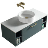 Astini Piatta 1000mm Smoked Sage Wall Hung 2 Side Storage Vanity Unit With Counter Top