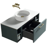 Astini Piatta 1000mm Smoked Sage Wall Hung 2 Side Storage Vanity Unit With Counter Top