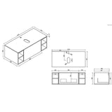 Astini Piatta 1000mm Smoked Sage Wall Hung 2 Side Storage Vanity Unit With Counter Top