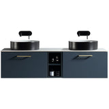 Astini Piatta 1400mm Midnight Shadow Wall Hung Double Vanity W/ Storage Box & Counter Top