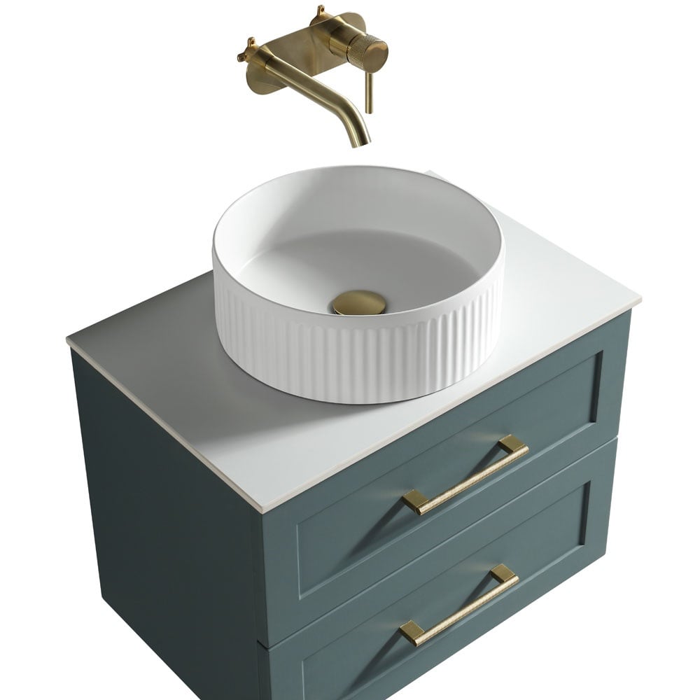 Astini Bakewell 600mm Smoked Sage Wall Hung Vanity Unit With Counter Top