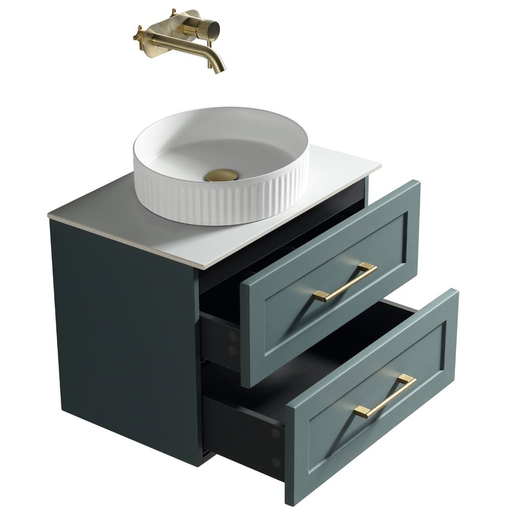 Astini Bakewell 600mm Smoked Sage Wall Hung Vanity Unit With Counter Top