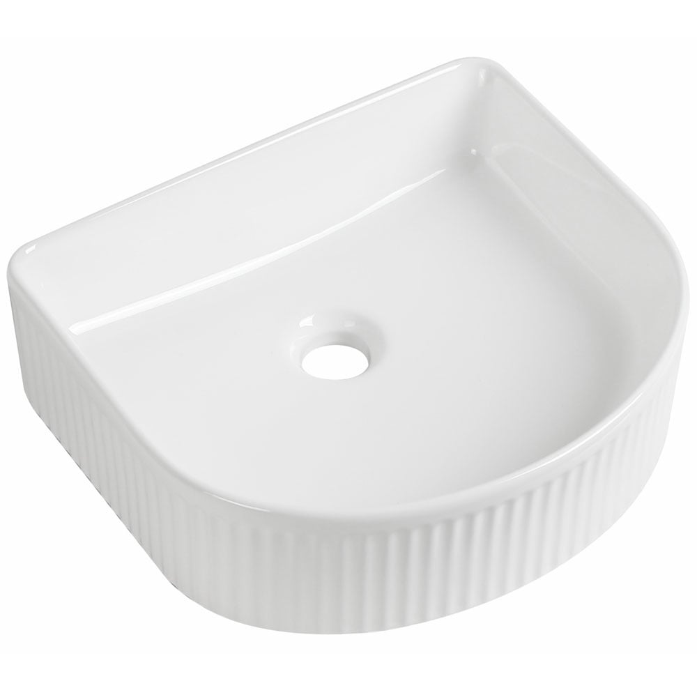 Astini Flauto D-Shape Fluted Gloss White Countertop Basin