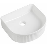 Astini Flauto D-Shape Fluted Gloss White Countertop Basin
