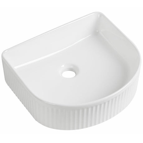 Astini Flauto D-Shape Fluted Gloss White Countertop Basin