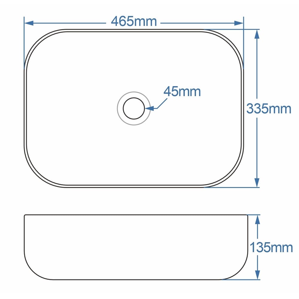 Astini Orca 465x335 Black/White Curved Countertop Basin