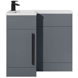 Astini Tivolli 1100mm Gloss Shadow Grey Double Door Vanity Unit WC & LH Basin
