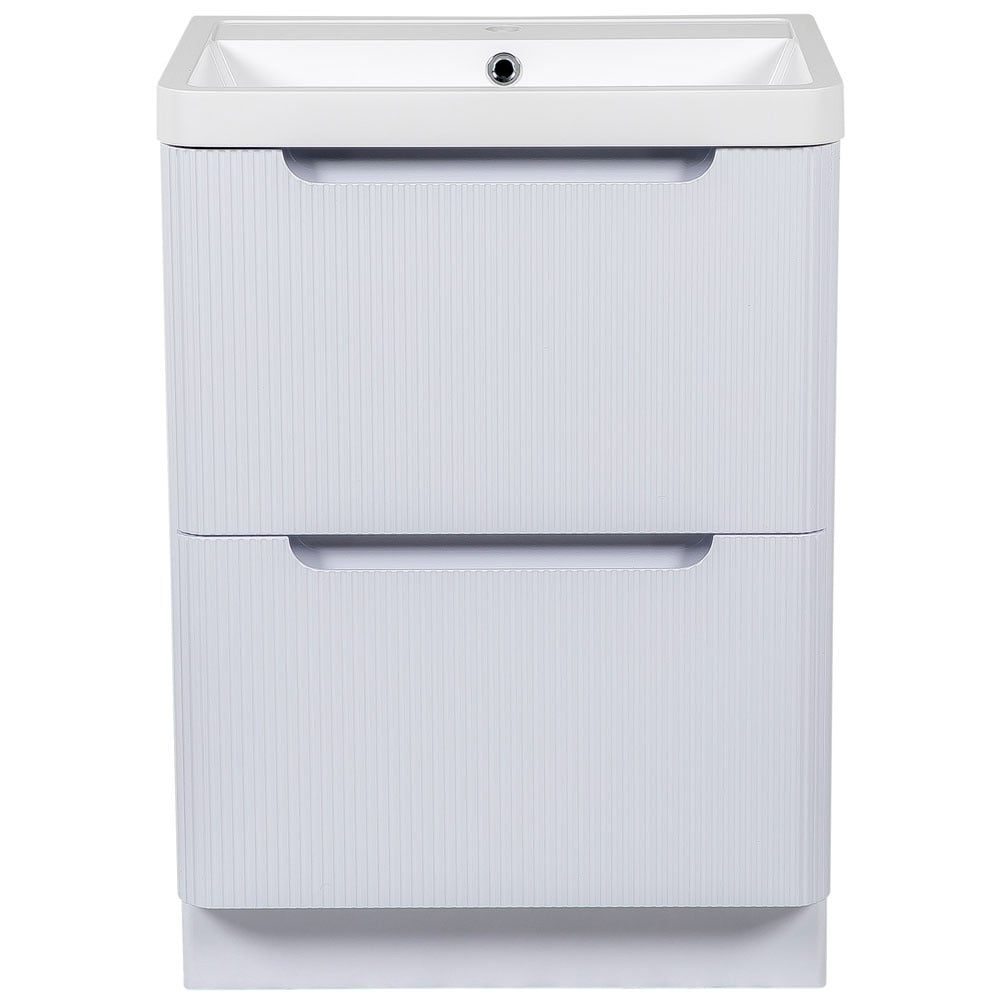 Astini Monza 600mm Fluted Gloss Whtie Floor Standing Vanity Unit & Basin