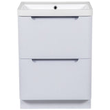 Astini Monza 600mm Fluted Gloss Whtie Floor Standing Vanity Unit & Basin