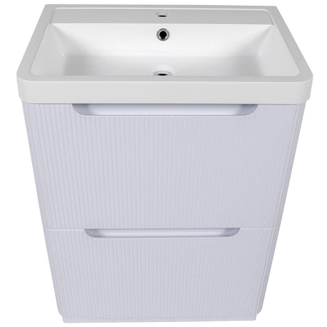 Astini Monza 600mm Fluted Gloss Whtie Floor Standing Vanity Unit & Basin
