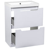 Astini Monza 600mm Fluted Gloss Whtie Floor Standing Vanity Unit & Basin