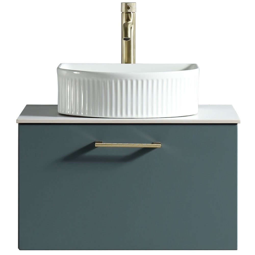 Astini Piatta 600mm Smoked Sage Wall Hung Vanity Unit With Counter Top
