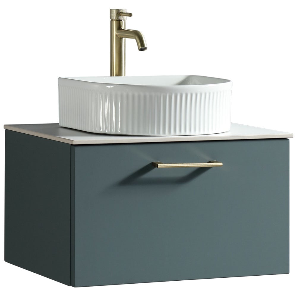 Astini Piatta 600mm Smoked Sage Wall Hung Vanity Unit With Counter Top