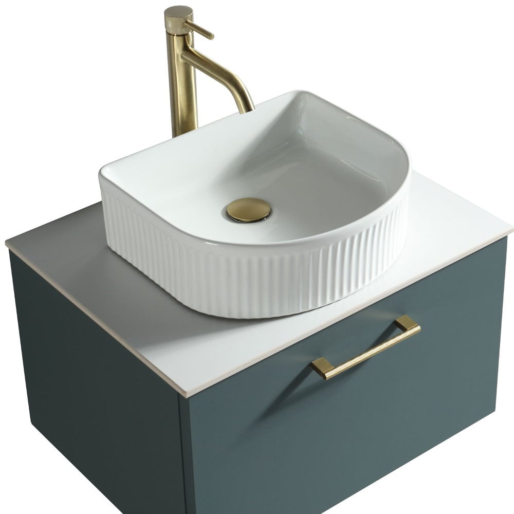 Astini Piatta 600mm Smoked Sage Wall Hung Vanity Unit With Counter Top