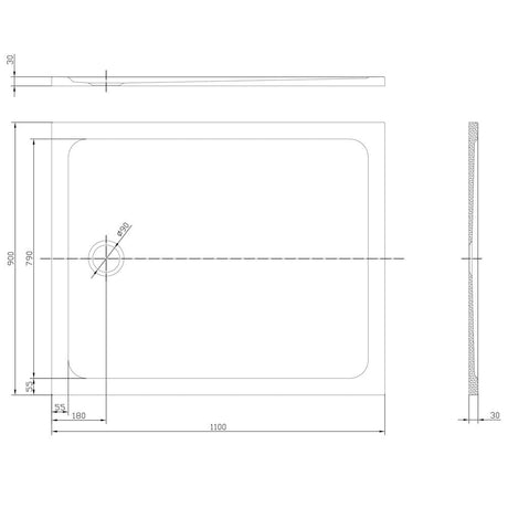 Astini White Rectangular Low Profile Shower Tray 1100x900mm