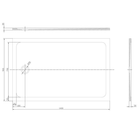 Astini White Rectangular Low Profile Shower Tray 1400x900mm