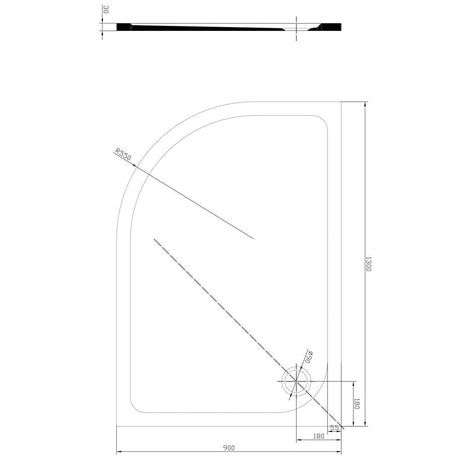 Astini White Offset Quad Low Profile Shower Tray LH 1200x900mm