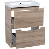 Astini Monza 600mm Country Oak Floor Standing Vanity Unit & Basin