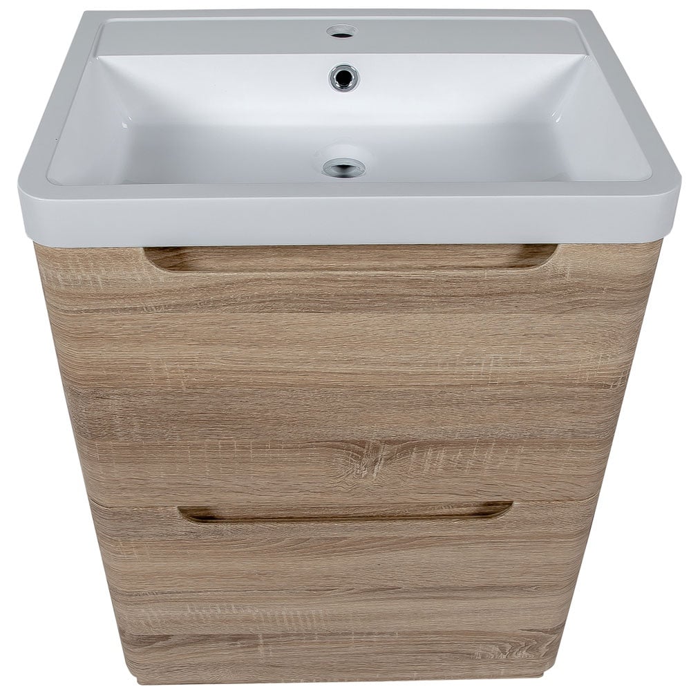 Astini Monza 600mm Country Oak Floor Standing Vanity Unit & Basin