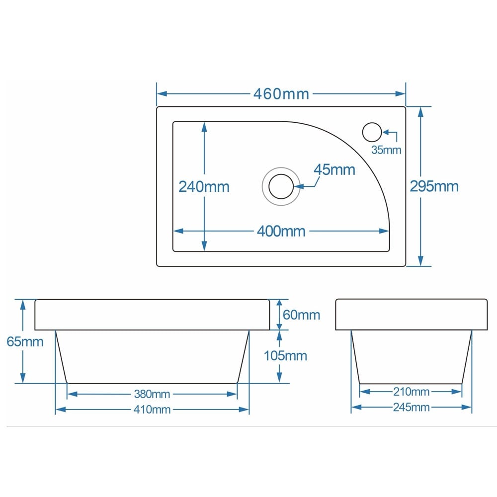 Astini Flauto 455mm White Mini Cloakroom Basin