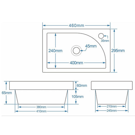 Astini Flauto 455mm White Mini Cloakroom Basin