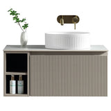 Astini Flauto 800mm Wall Hung Vanity Unit W/ Side Storage & RH Counter Top