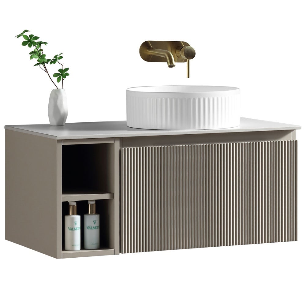 Astini Flauto 800mm Wall Hung Vanity Unit W/ Side Storage & RH Counter Top