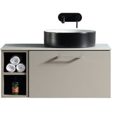 Astini Piatta 800mm Soft Coffee Wall Hung Right Hand Side Storage Vanity Unit With Counter Top