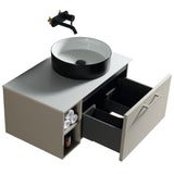 Astini Piatta 800mm Soft Coffee Wall Hung Right Hand Side Storage Vanity Unit With Counter Top