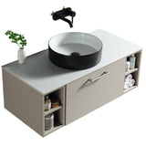 Astini Piatta 1000mm Soft Coffee Wall Hung 2 Side Storage Vanity Unit With Counter Top