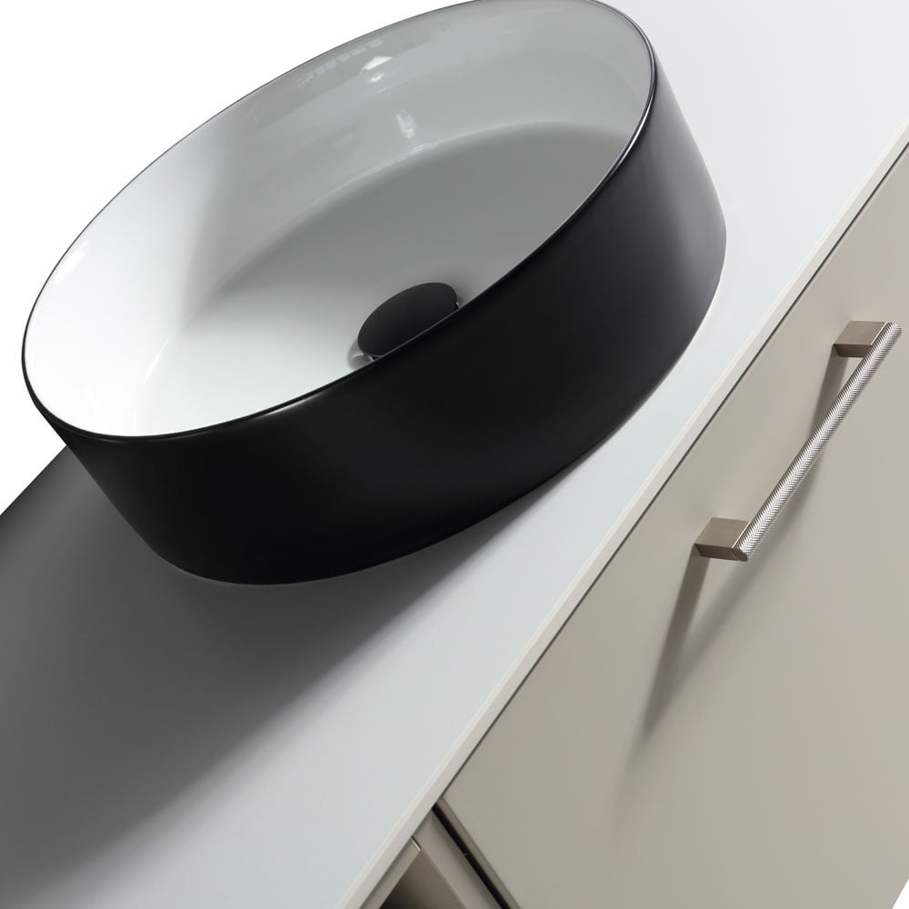 Astini Piatta 1000mm Soft Coffee Wall Hung 2 Side Storage Vanity Unit With Counter Top