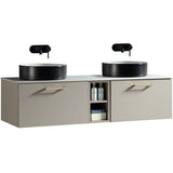 Astini Piatta 1400mm Soft Coffee Wall Hung Double Vanity W/ Storage Box & Counter Top