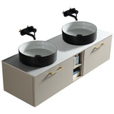 Astini Piatta 1400mm Soft Coffee Wall Hung Double Vanity W/ Storage Box & Counter Top