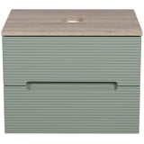 Astini Monza Plus 600mm Aloe Green/Contry Oak Fluted Wall Hung Vanity Unit With Counter Top